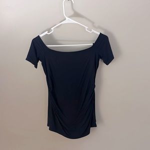 Navy blue off the shoulder short sleeve top
